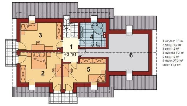 Rzut projektu Sowa 8 z garażem 2-st. - Rzut poddasza
