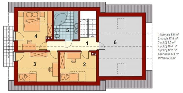 Rzut projektu Pinczer 4 z garażem XL - Rzut poddasza