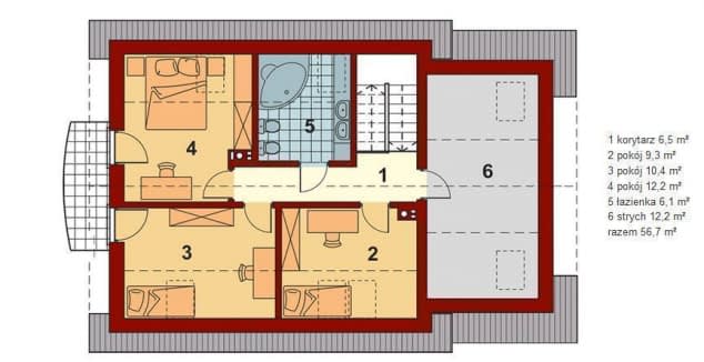 Rzut projektu Pinczer 5 z garażem - Rzut poddasza