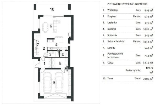 Rzut projektu PORYWAJĄCY D67 - Rzut parteru