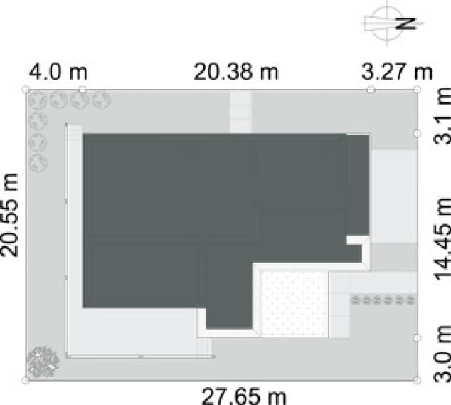Rzut projektu AMBITNY D1 - Usytuowanie na działce