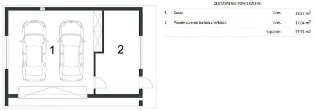 Rzut projektu BK-1 GARAŻ - Rzut