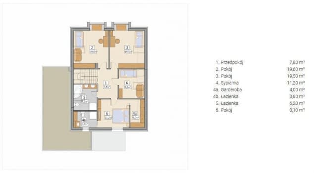 Rzut projektu AJR 09 A2 - z garażem 2-stan. - Rzut poddasza