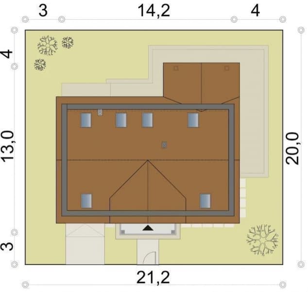 Rzut projektu AJR 13 A1 - z garażem 1-stan. - Usytuowanie na działce