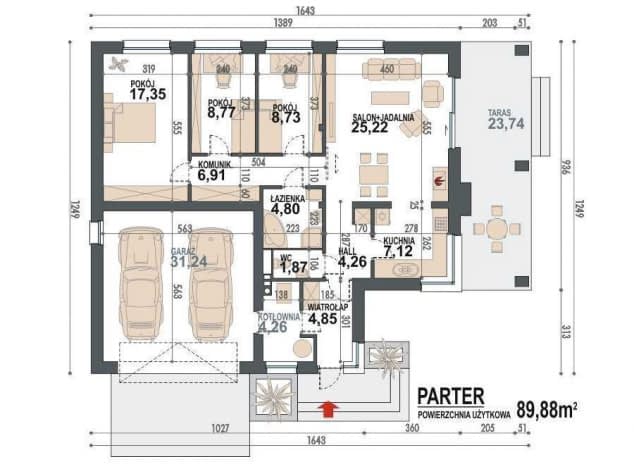Rzut projektu Maja 2G+ - rzut parteru