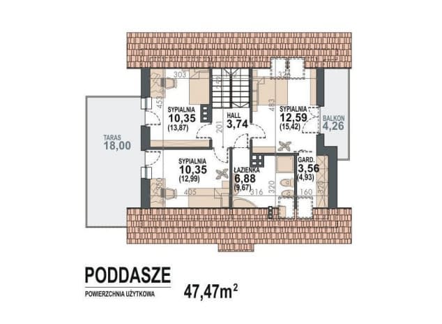Rzut projektu Lolek II N 2G - rzut poddasza
