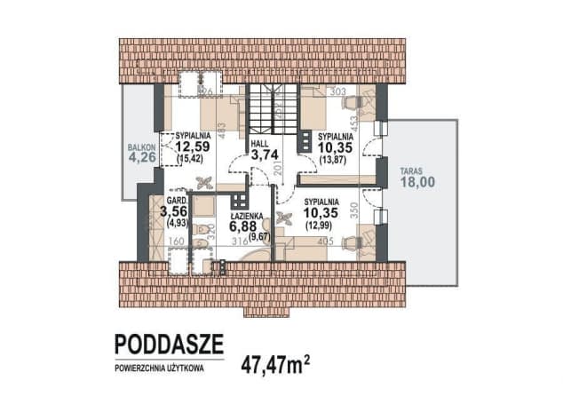 Rzut projektu Lolek II N 2G - rzut poddasza