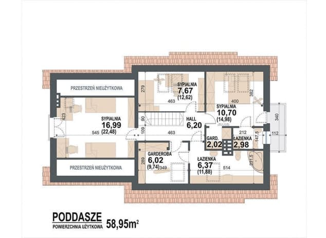 Rzut projektu Guliwer N 2G - rzut poddasza