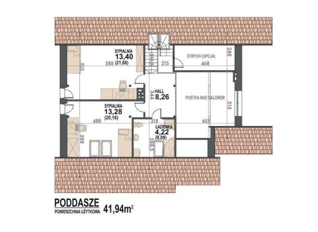 Rzut projektu Nel IIN 2G+ - rzut poddasza