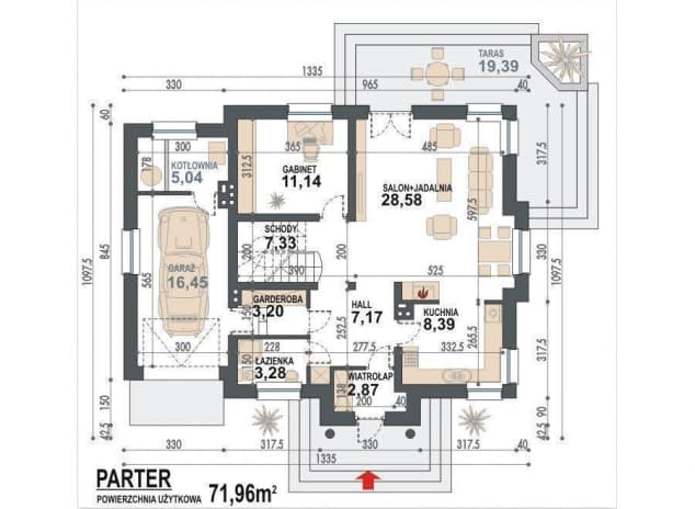 Rzut projektu Rumcajs N - Rzut parteru