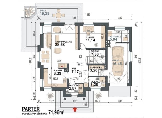 Rzut projektu Rumcajs N - Rzut parteru
