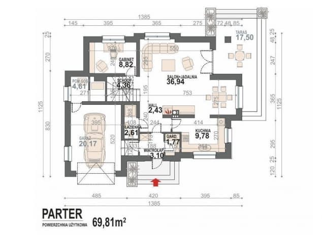 Rzut projektu Alicja N - rzut parteru