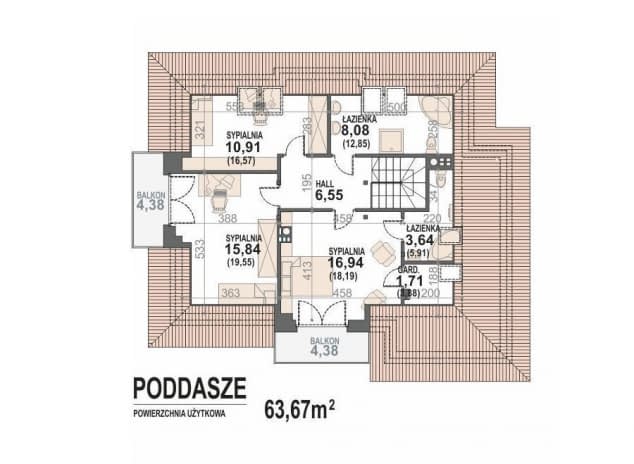 Rzut projektu Alicja N - rzut poddasza