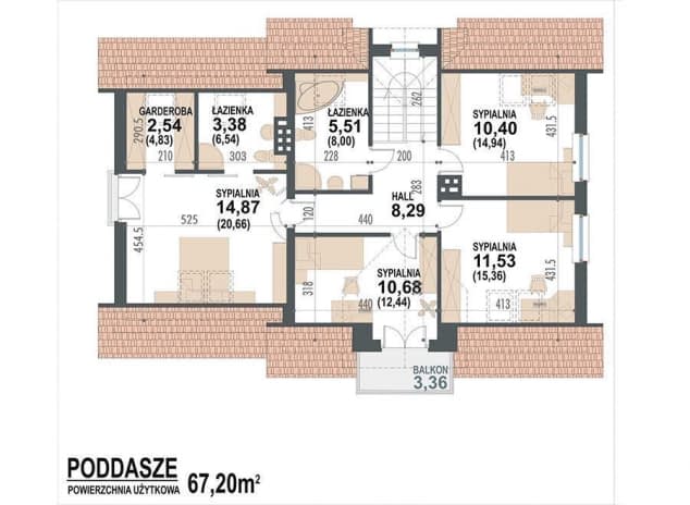 Rzut projektu Koralgol 2G - Rzut poddasza