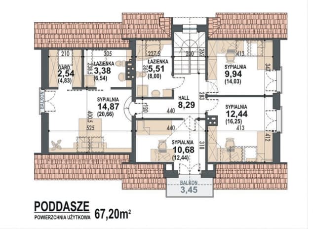 Rzut projektu Koralgol II N 2G - Rzut poddasza