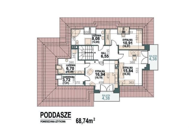 Rzut projektu Alicja N 2G+ - rzut poddasza