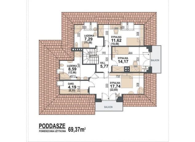 Rzut projektu Opałek III N 2G - rzut poddasza