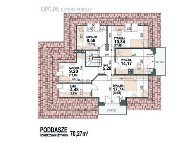 Rzut projektu Opałek III N 2G+ - rzut poddasza - opcja