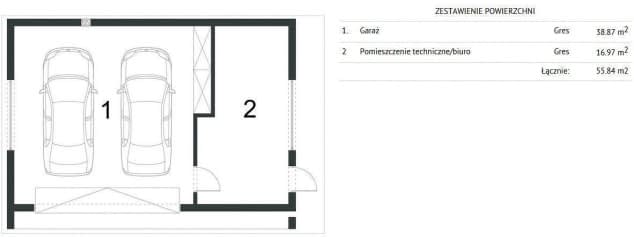 Rzut projektu BK-3 GARAŻ - Rzut parteru