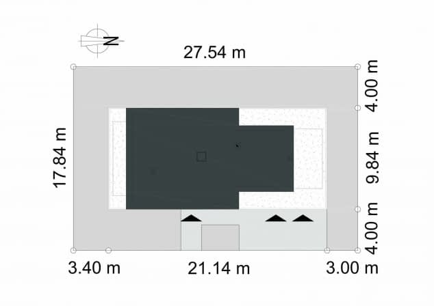 Rzut projektu EG-90 - Usytuowanie na działce