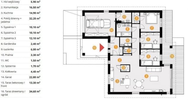 Rzut projektu Wilson III - Rzut parteru