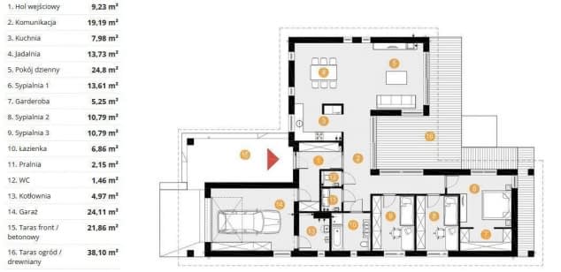 Rzut projektu Wilson I - Rzut parteru