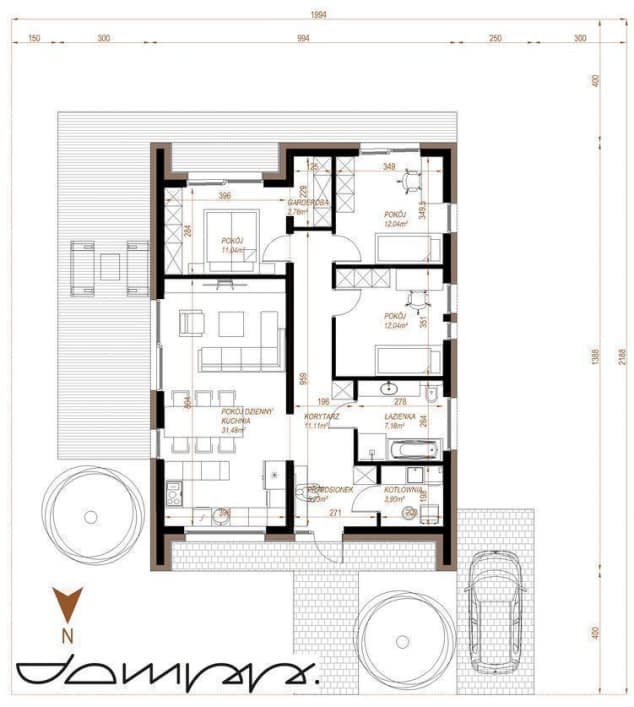 Rzut projektu HOUSE 13 - Rzut parteru