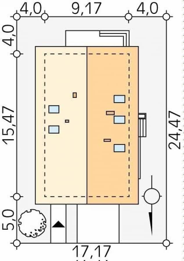 Rzut projektu Amarylis 2 (CE) - Usytuowanie na działce