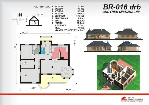 Rzut projektu BR-016DRB - Rzut