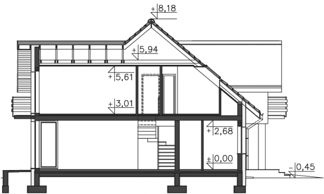 Rzut projektu Dayton II (DCP261A) - Przekrój