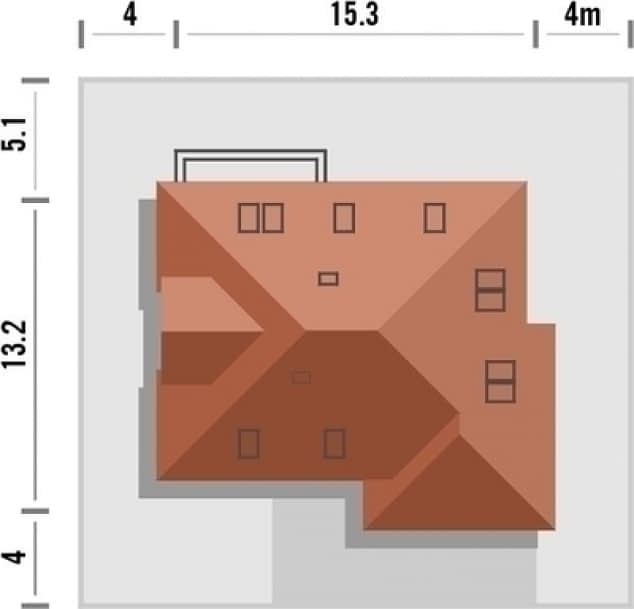 Rzut projektu Monogram z garażem dwustanowiskowym - Rzut na działce