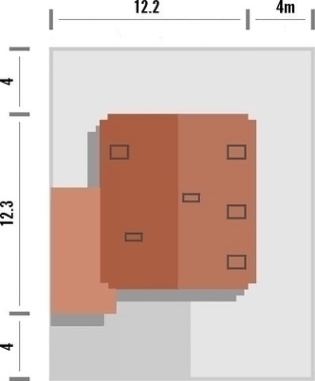 Rzut projektu Pionier 3 z garażem - Rzut na działce