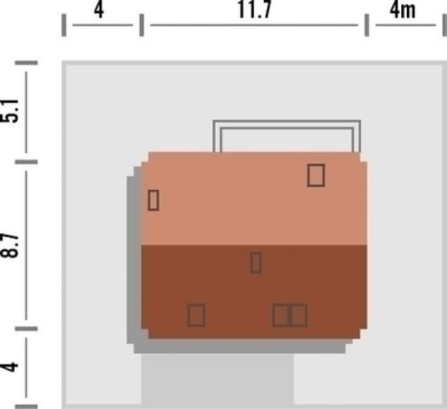 Rzut projektu Primo 2 - Rzut na działce
