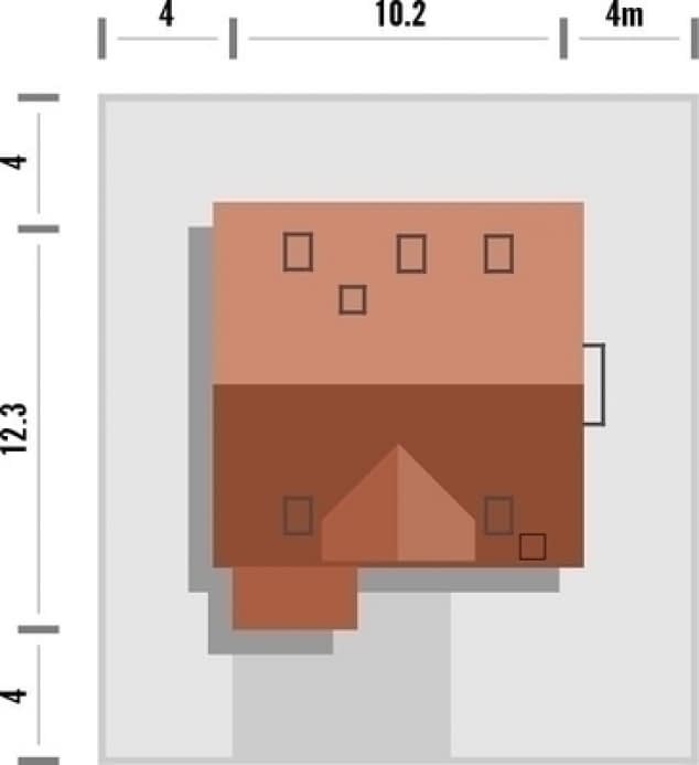 Rzut projektu Tetris z garażem - Rzut na działce