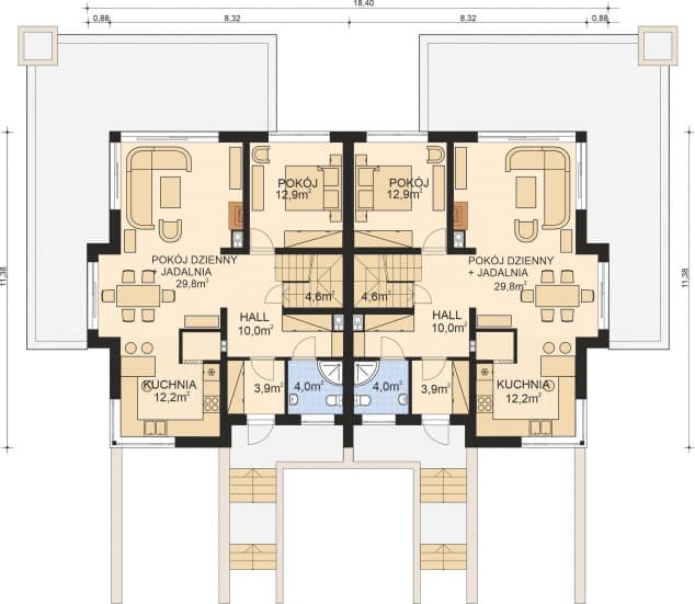 Rzut projektu APS 279 DWULOKALOWY - Parter