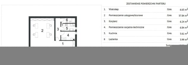 Rzut projektu BK-23 BUDYNEK USŁUGOWY - Rzut parteru