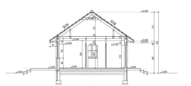 Rzut projektu domek na Miodowej 58-35 (003 ES 58-35) - Przekrój