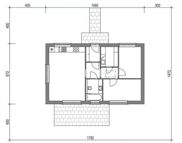 Rzut projektu domek na Miodowej 58-35 (003 ES 58-35) - Usytuowanie na działce