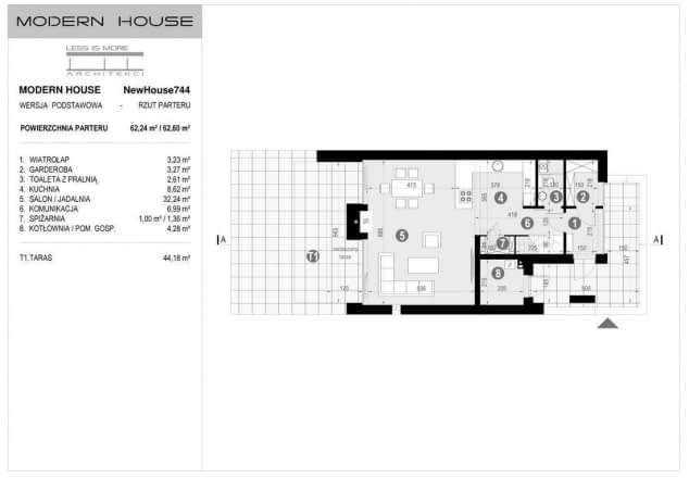 Rzut projektu NewHouse 744 - Rzut parteru