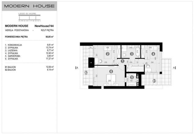 Rzut projektu NewHouse 744 - Rzut piętra