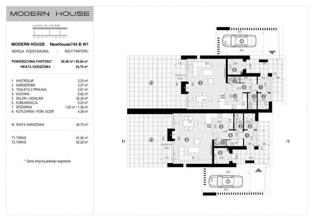 Rzut projektu NewHouse 744 B w1 - Rzut parteru