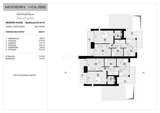 Rzut projektu NewHouse 744 B w1 - Rzut piętra