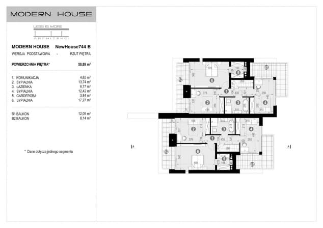 Rzut projektu NewHouse 744 B - Rzut piętra