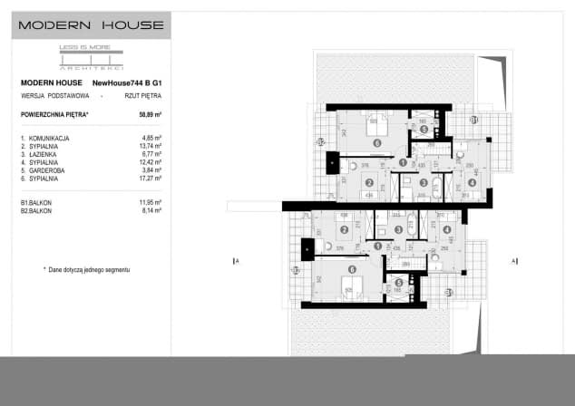 Rzut projektu NewHouse 744 B G1 - Rzut piętra