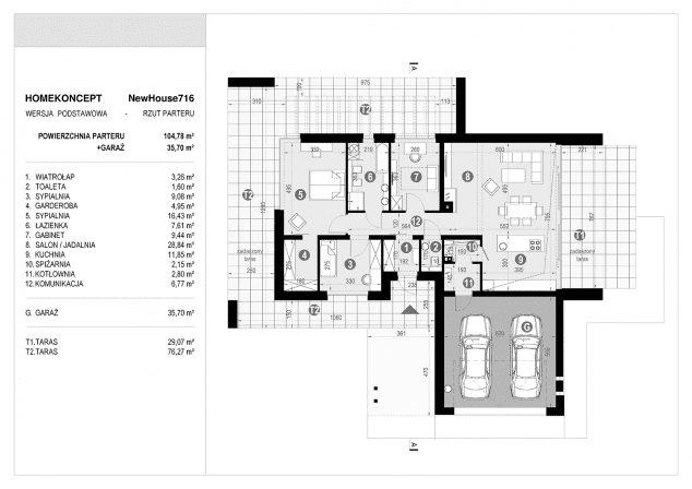 Rzut projektu NewHouse 716 - Rzut parteru