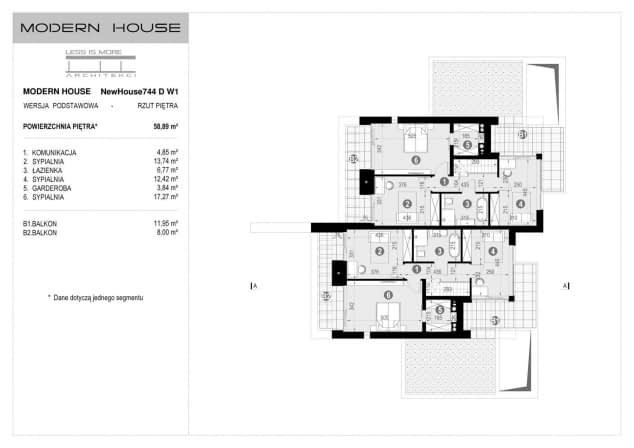 Rzut projektu NewHouse 744 D w1 - Rzut piętra