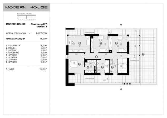 Rzut projektu NewHouse 727 w1 - Rzut piętra