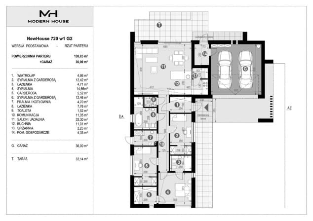 Rzut projektu NewHouse 720 w1 G2 - Rzut parteru