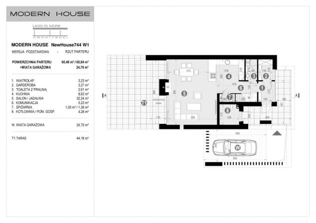 Rzut projektu NewHouse 744 w1 - Rzut parteru