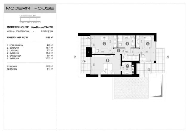 Rzut projektu NewHouse 744 w1 - Rzut piętra